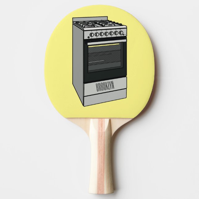 Electric stove cartoon illustration ping pong paddle (Front)