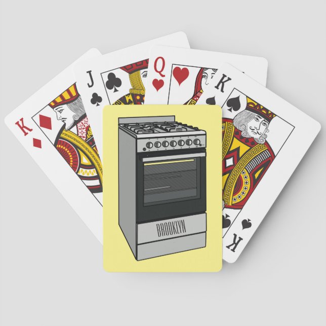 Electric stove cartoon illustration playing cards (Back)