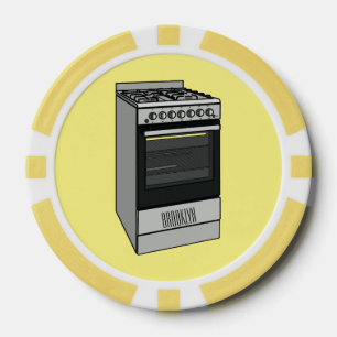 Electric stove cartoon illustration poker chips