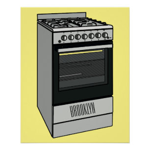 Electric stove cartoon illustration poster