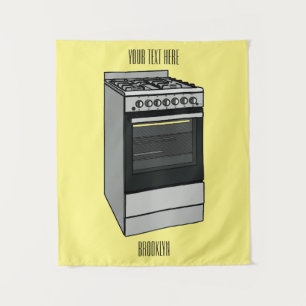 Electric stove cartoon illustration tapestry