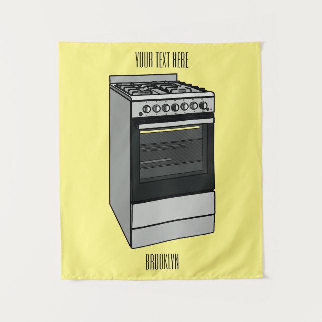 Electric stove cartoon illustration tapestry (Front)