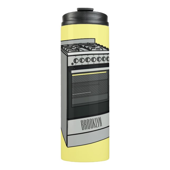 Electric stove cartoon illustration thermal tumbler (Front)