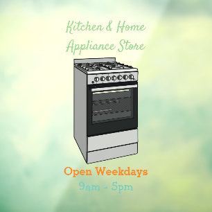 Electric stove cartoon illustration window cling