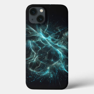 Electric Teal Digital Grid Phone Case - Wavy Fiber