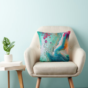 Electric Tides of Color Marble Cushion