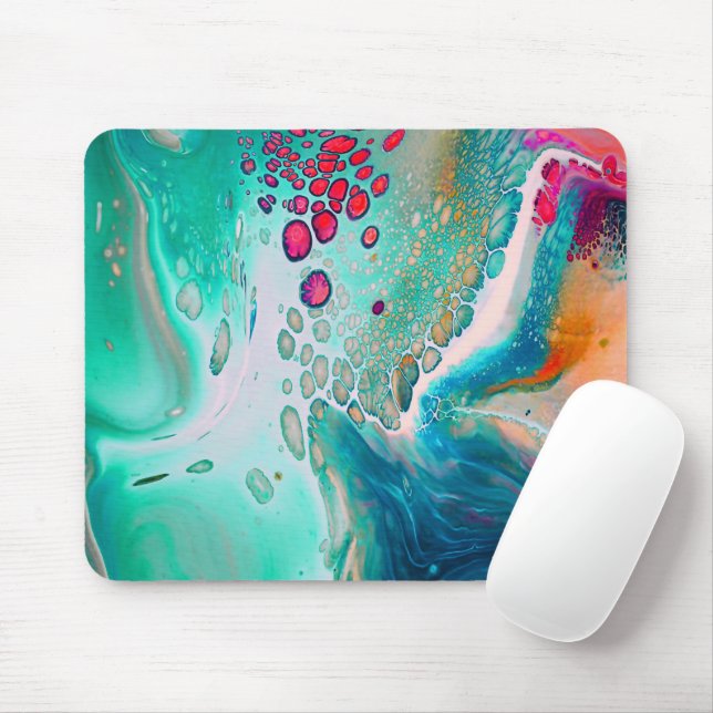 Electric Tides of Color Marble Mouse Mat (With Mouse)