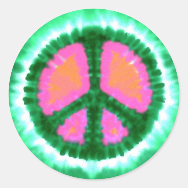 Electric Tie-Dye Peace Sign Classic Round Sticker (Front)