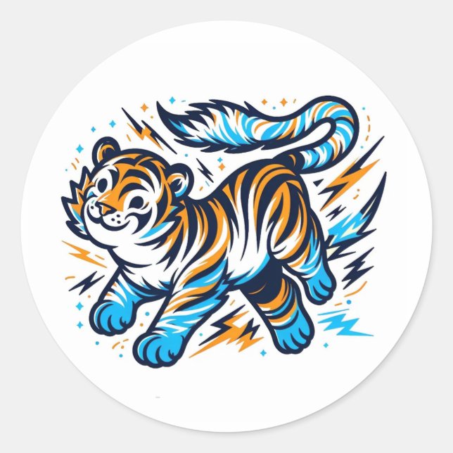 Electric Tiger Classic Round Sticker (Front)