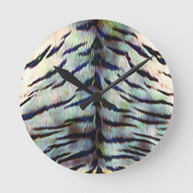 Electric Tiger Skin Print Round Clock (Front)