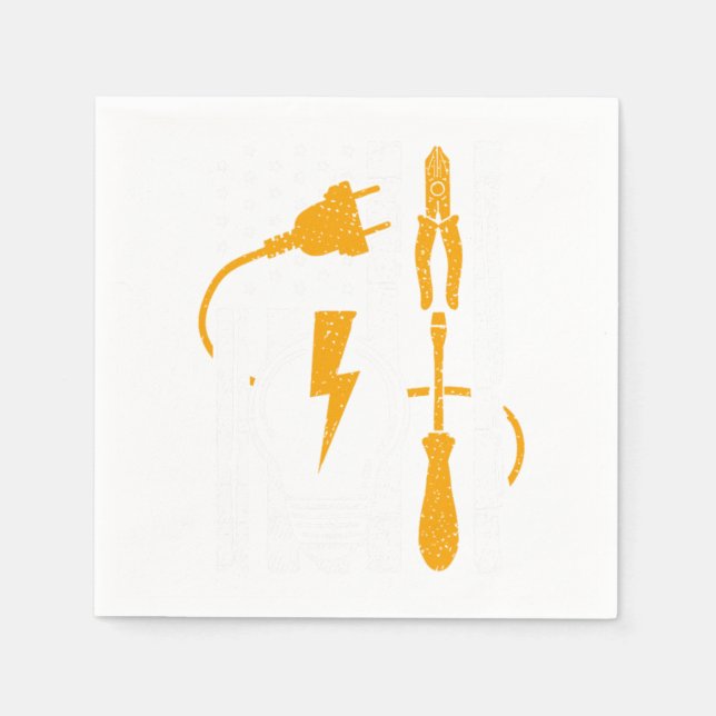 Electric Tools Lineman USA American Electricians Napkin (Front)