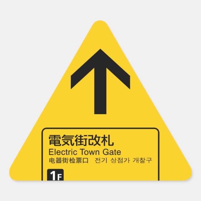 Electric Town Gate rail sign Japan Triangle Sticker (Front)