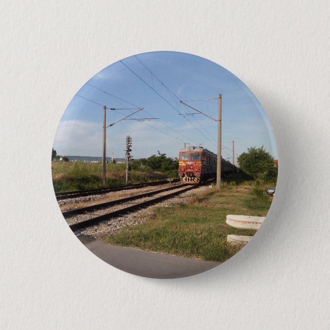 Electric Train 6 Cm Round Badge (Front)