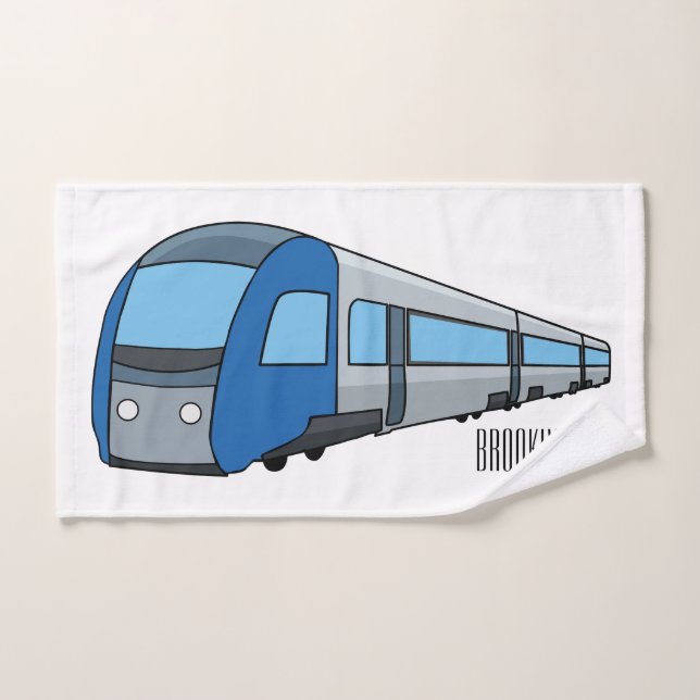 Electric train cartoon illustration bath towel set (Hand Towel)