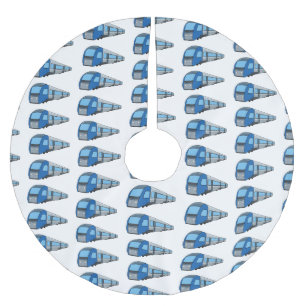 Electric train cartoon illustration brushed polyester tree skirt