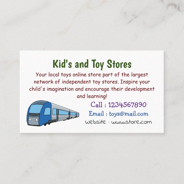 Electric train cartoon illustration business card (Front)