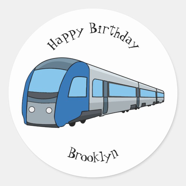 Electric train cartoon illustration classic round sticker (Front)