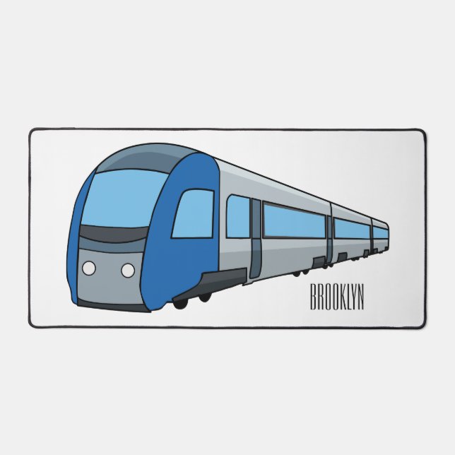 Electric train cartoon illustration desk mat (Front)