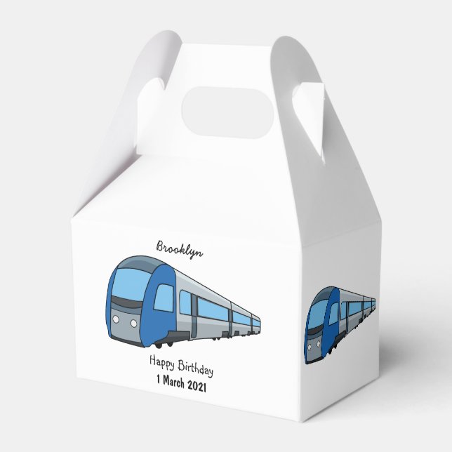Electric train cartoon illustration favour box (Front Side)