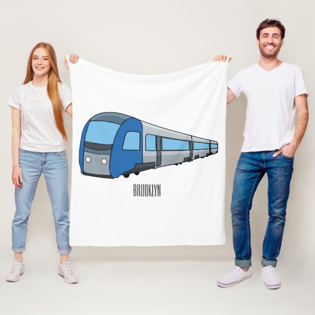 Electric train cartoon illustration  fleece blanket (In Situ)