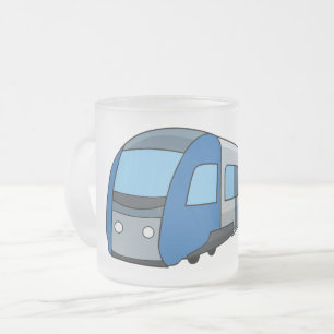 Electric train cartoon illustration frosted glass coffee mug