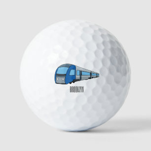 Electric train cartoon illustration golf balls