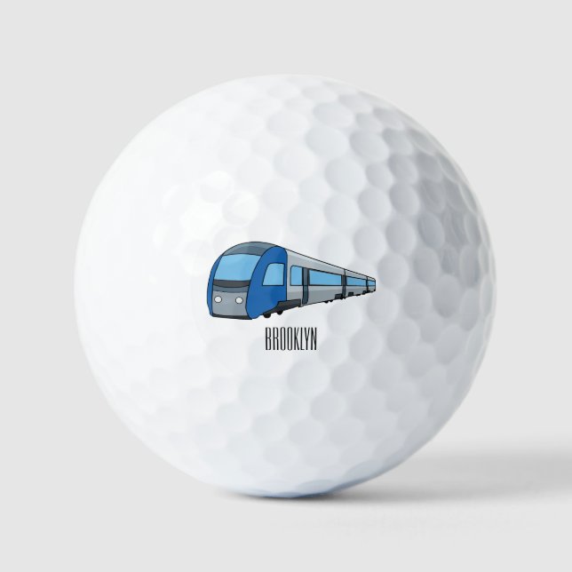 Electric train cartoon illustration golf balls (Front)