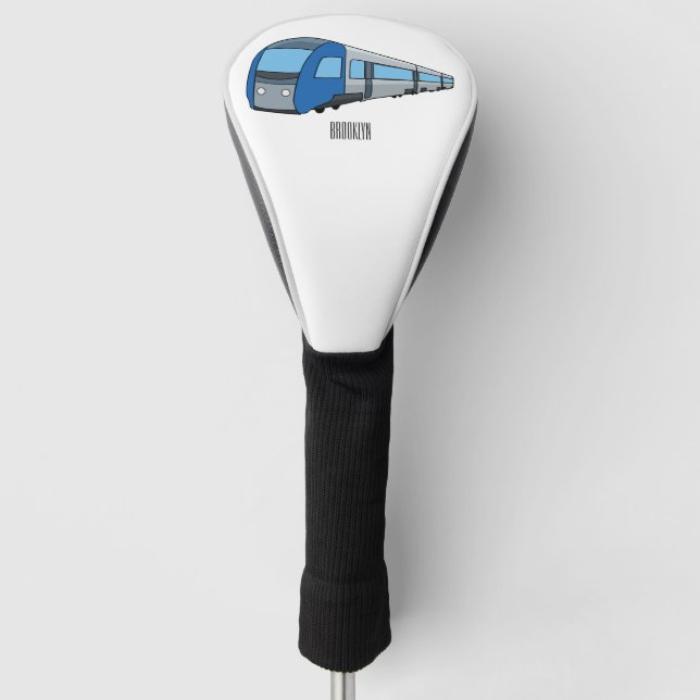 Electric train cartoon illustration  golf head cover (Front)