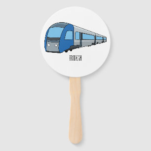 Electric train cartoon illustration  hand fan