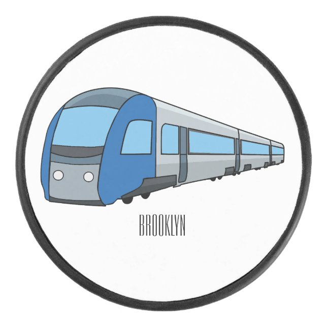 Electric train cartoon illustration hockey puck (Front)