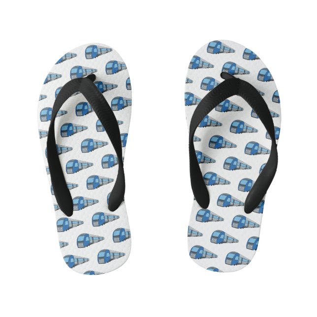 Electric train cartoon illustration kid's flip flops (Footbed)