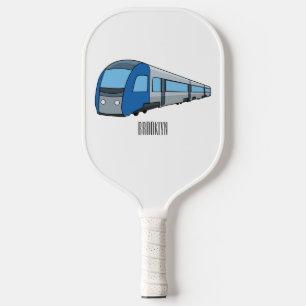 Electric train cartoon illustration pickleball paddle
