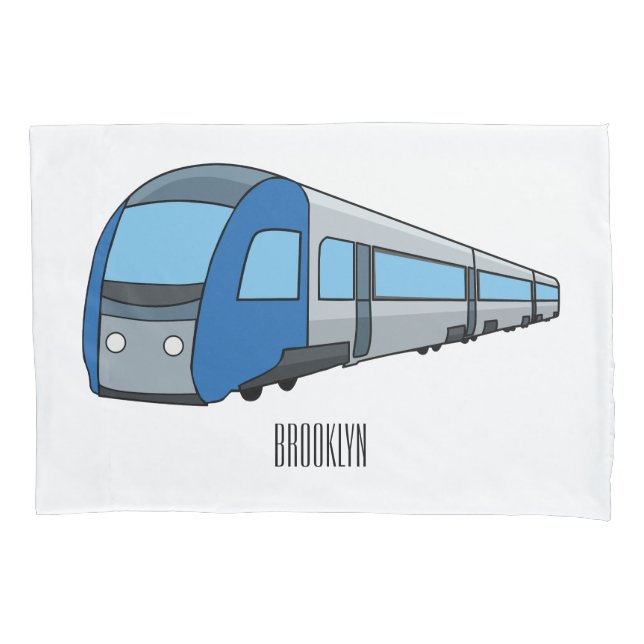 Electric train cartoon illustration pillowcase (Front)