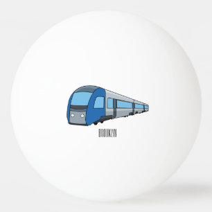 Electric train cartoon illustration ping pong ball