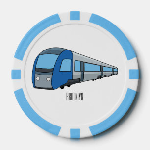 Electric train cartoon illustration  poker chips