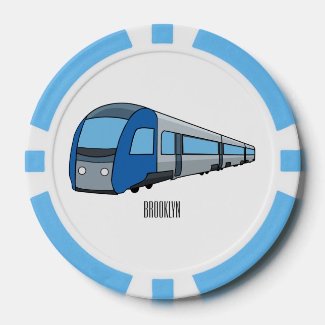 Electric train cartoon illustration  poker chips (Front)