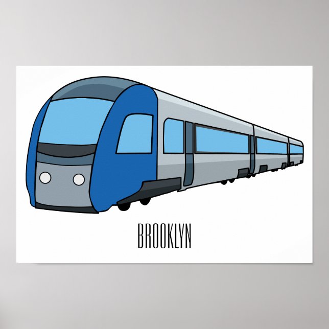 Electric train cartoon illustration  poster (Front)