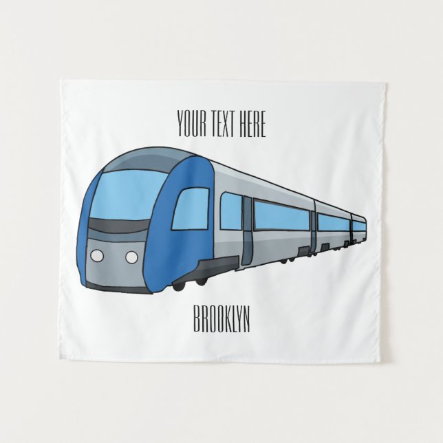 Electric train cartoon illustration tapestry (Front (Horizontal))