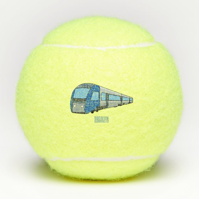 Electric train cartoon illustration tennis balls (Front)