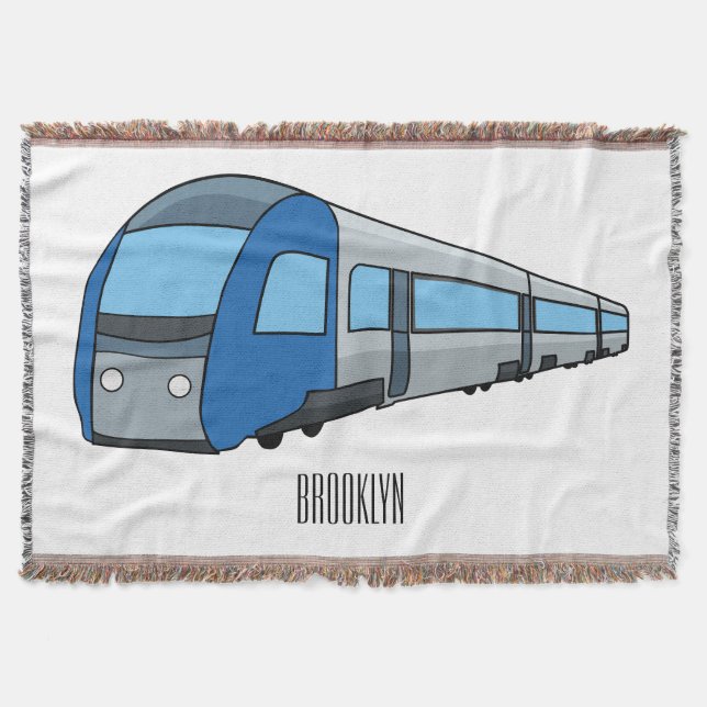 Electric train cartoon illustration throw blanket (Front)