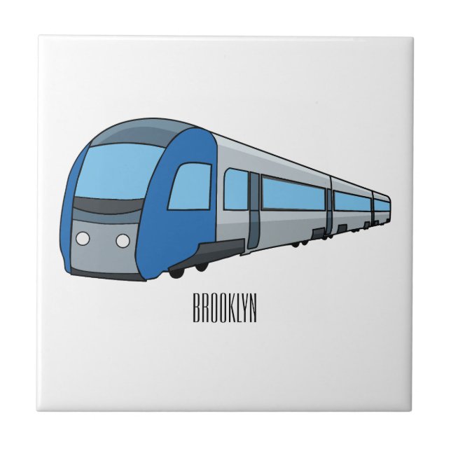 Electric train cartoon illustration tile (Front)