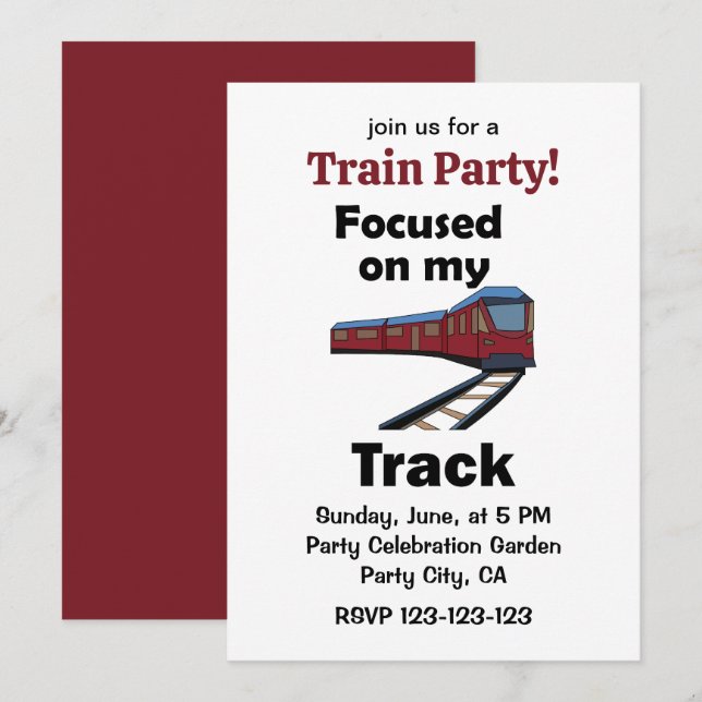 Electric Train Focused On My Track Train Party Invitation (Front/Back)
