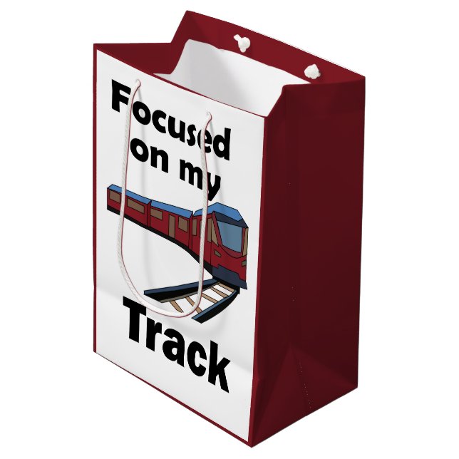 Electric Train Focused On My Track Train Party Medium Gift Bag (Front Angled)