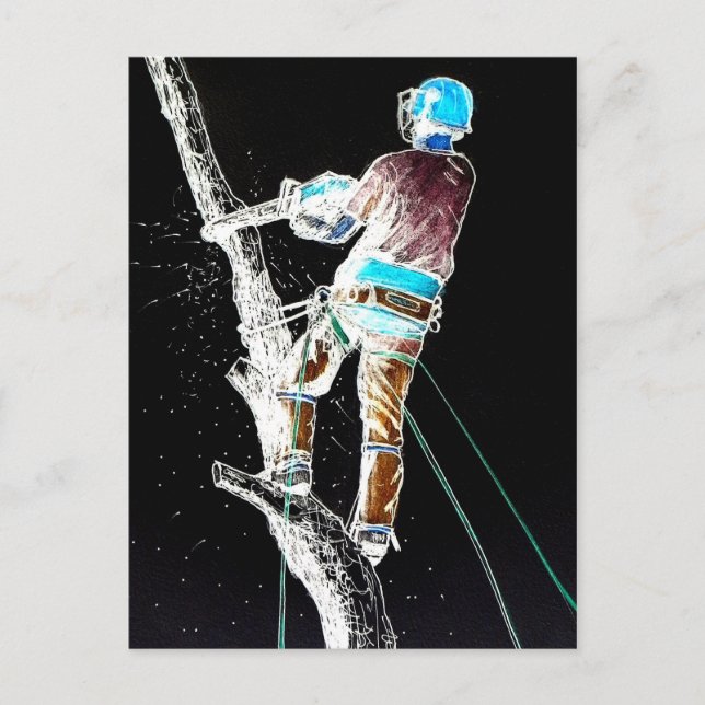 Electric Tree Surgeon Arborist christmas present Holiday Postcard (Front)