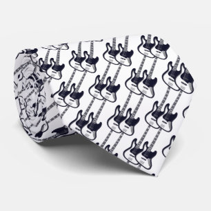 Electric Two Guitar Pattern in Navy Blue Tie