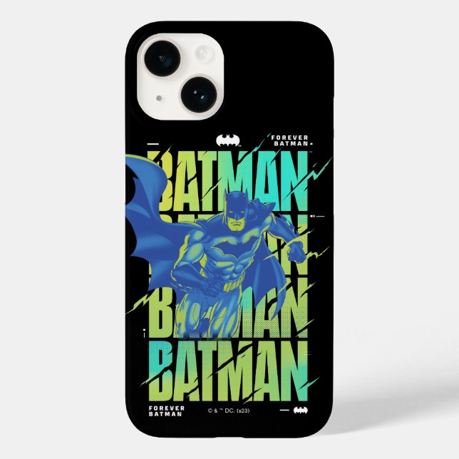 Electric Up Batman Running Through Typography Case-Mate iPhone Case (Back)