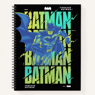 Electric Up Batman Running Through Typography Notebook