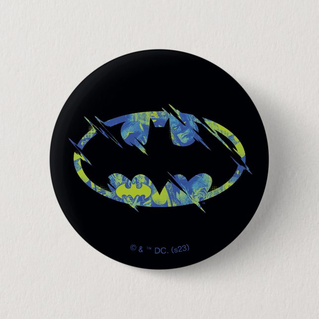 Electric Up Batman Symbol 6 Cm Round Badge (Front)