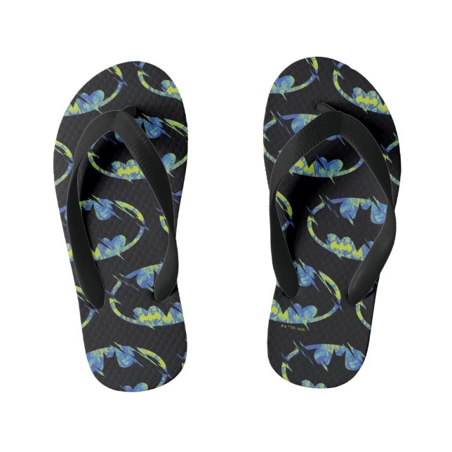 Electric Up Batman Symbol Kid's Flip Flops (Footbed)