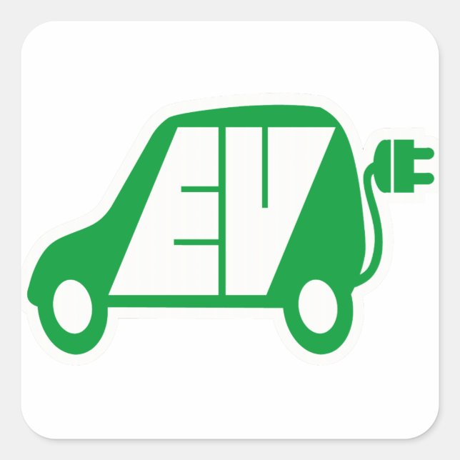 Electric Vehicle EV Icon Logo - Square Sticker (Front)